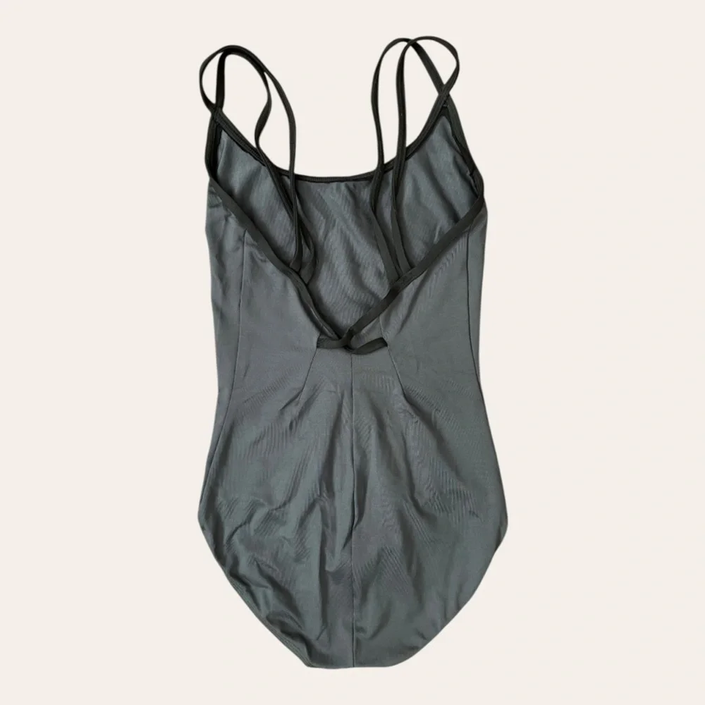 Gaynor Minden charcoal gray strappy ballet leotard XS/S - Picture 2 of 5